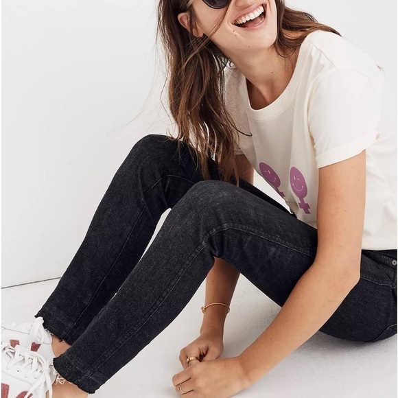 Madewell 10” High Rise Released Hem Black Wash Skinny Jeans Women’s 29 - Picture 2 of 16